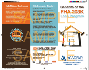 FHA 203k Loan Benefits Brochure outside cover